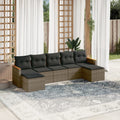 7-tlg. Garten-Sofagarnitur mit Kissen Grau Poly Rattan