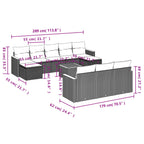 11-tlg. Garten-Sofagarnitur mit Kissen Grau Poly Rattan