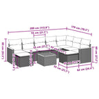 10-tlg. Garten-Sofagarnitur mit Kissen Schwarz Poly Rattan