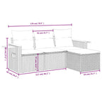 4-tlg. Garten-Sofagarnitur mit Kissen Schwarz Poly Rattan
