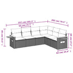 6-tlg. Garten-Sofagarnitur mit Kissen Schwarz Poly Rattan