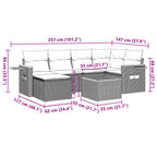 7-tlg. Garten-Sofagarnitur mit Kissen Grau Poly Rattan