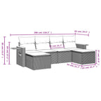 6-tlg. Garten-Sofagarnitur mit Kissen Grau Poly Rattan