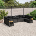 10-tlg. Garten-Sofagarnitur mit Kissen Schwarz Poly Rattan