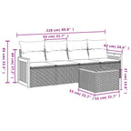 5-tlg. Garten-Sofagarnitur mit Kissen Schwarz Poly Rattan