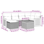 7-tlg. Garten-Sofagarnitur mit Kissen Schwarz Poly Rattan