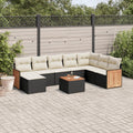 9-tlg. Garten-Sofagarnitur mit Kissen Schwarz Poly Rattan