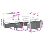 10-tlg. Garten-Sofagarnitur mit Kissen Schwarz Poly Rattan