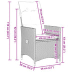 5-tlg. Garten-Essgruppe mit Kissen Grau Poly Rattan
