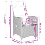 5-tlg. Garten-Essgruppe mit Kissen Grau Poly Rattan