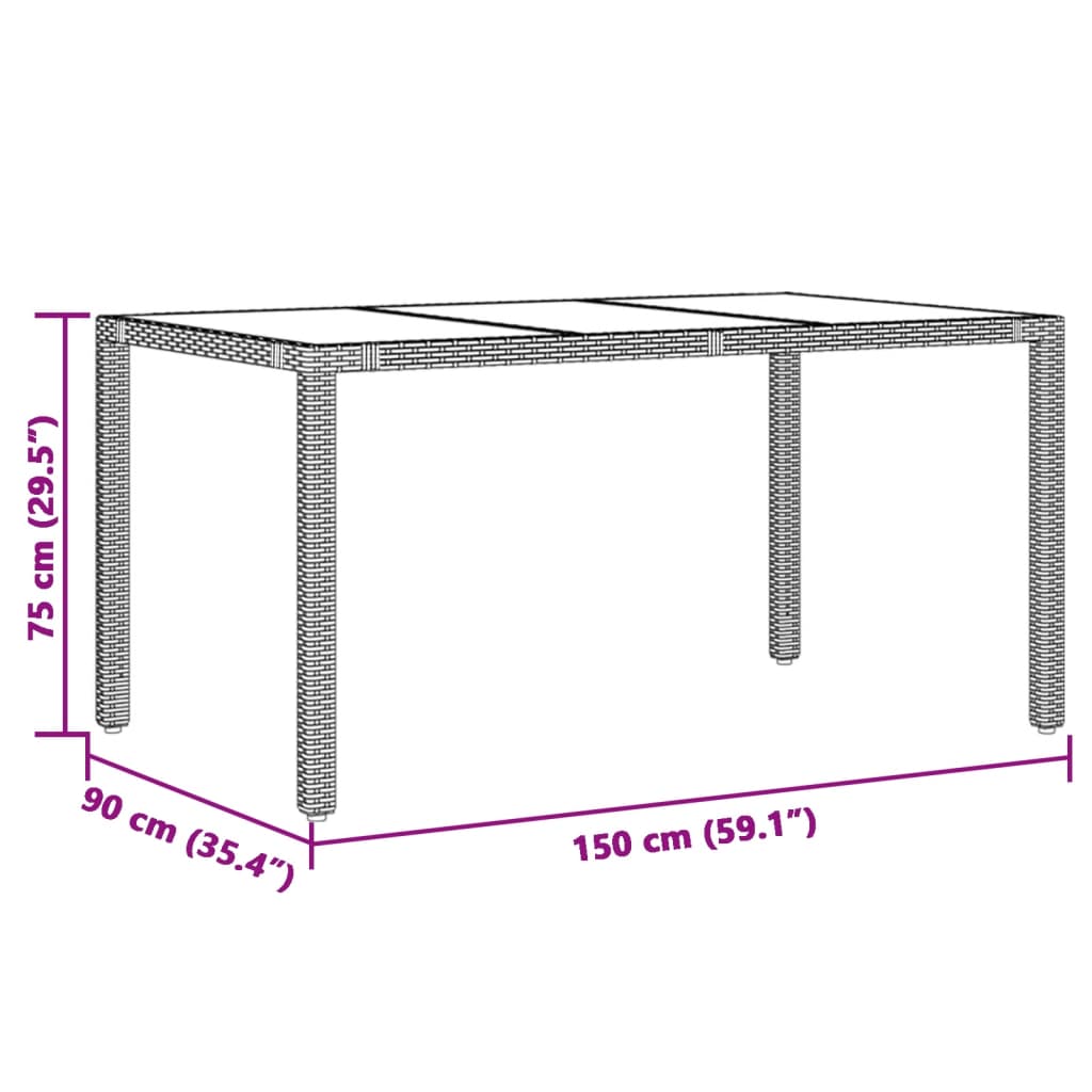 5-tlg. Garten-Essgruppe mit Kissen Grau Poly Rattan