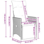 9-tlg. Garten-Essgruppe mit Kissen Grau Poly Rattan