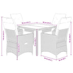 5-tlg. Garten-Essgruppe mit Kissen Braun Poly Rattan