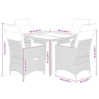 5-tlg. Garten-Essgruppe mit Kissen Braun Poly Rattan