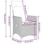 5-tlg. Garten-Essgruppe mit Kissen Braun Poly Rattan