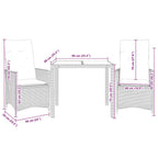 3-tlg. Bistro-Set mit Kissen Beige Poly Rattan
