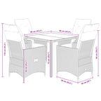 5-tlg. Garten-Essgruppe mit Kissen Beige Poly Rattan
