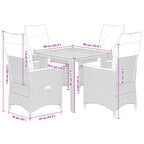 5-tlg. Garten-Essgruppe mit Kissen Schwarz Poly Rattan