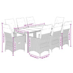 9-tlg. Garten-Essgruppe mit Kissen Schwarz Poly Rattan
