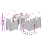 7-tlg. Garten-Bistro-Set mit Kissen Schwarz Poly Rattan