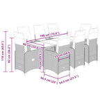9-tlg. Garten-Bistro-Set mit Kissen Schwarz Poly Rattan