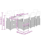 9-tlg. Garten-Bistro-Set mit Kissen Schwarz Poly Rattan