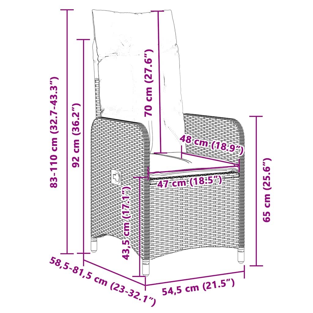 9-tlg. Garten-Bistro-Set mit Kissen Schwarz Poly Rattan