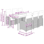 7-tlg. Garten-Bistro-Set mit Kissen Braun Poly Rattan