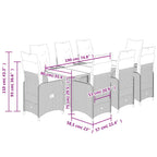 9-tlg. Garten-Bistro-Set mit Kissen Braun Poly Rattan