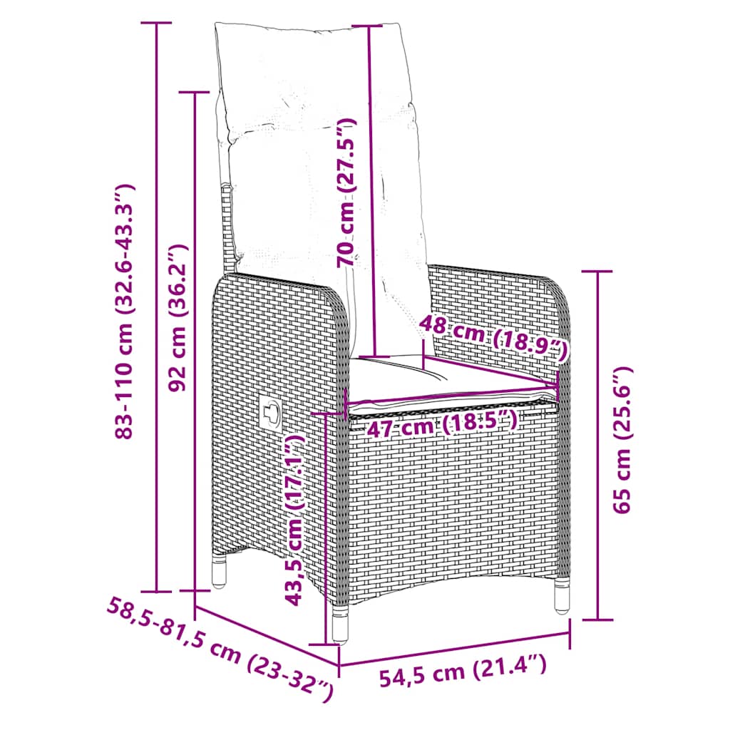 9-tlg. Garten-Bistro-Set mit Kissen Braun Poly Rattan