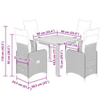 5-tlg. Garten-Bistro-Set mit Kissen Schwarz Poly Rattan