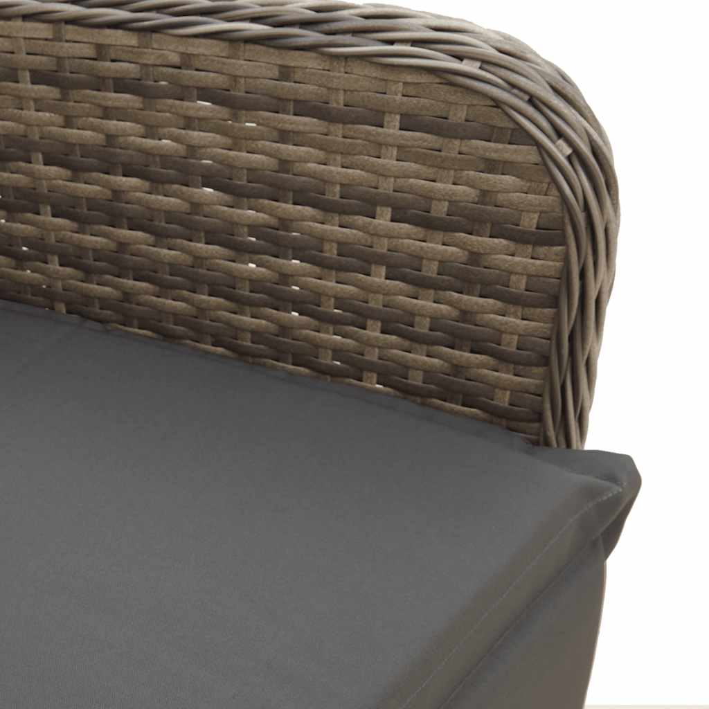7-tlg. Garten-Bistro-Set mit Kissen Grau Poly Rattan