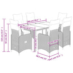 7-tlg. Garten-Bistro-Set mit Kissen Braun Poly Rattan