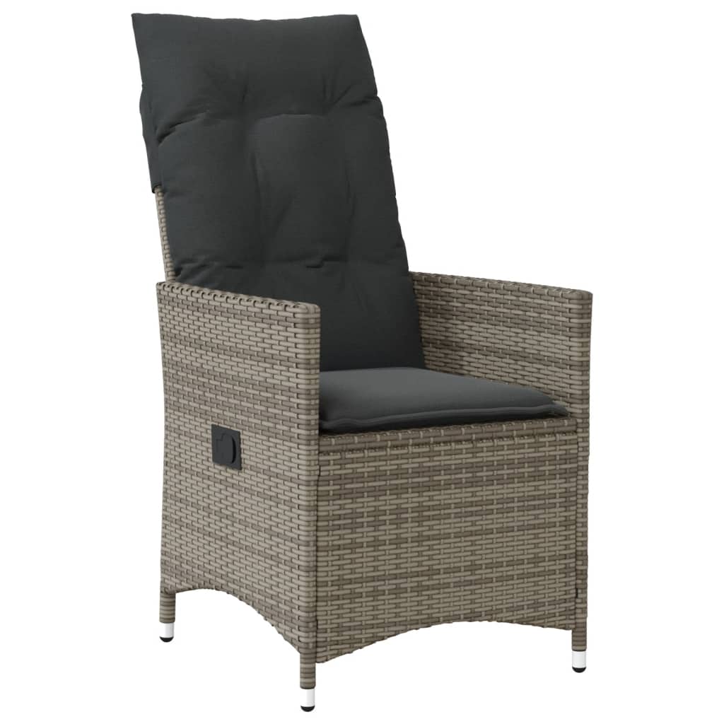 11-tlg. Garten-Bistro-Set mit Kissen Grau Poly Rattan