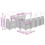 11-tlg. Garten-Bistro-Set mit Kissen Schwarz Poly Rattan
