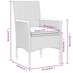 5-tlg. Garten-Essgruppe mit Kissen Beige Poly Rattan und Glas