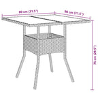3-tlg. Garten-Essgruppe mit Kissen Grau Poly Rattan Akazie