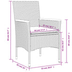 5-tlg. Garten-Essgruppe mit Kissen Beige Poly Rattan und Glas