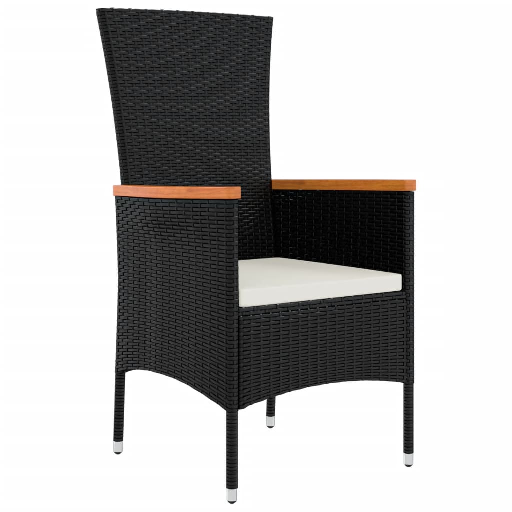 9-tlg. Garten-Essgruppe mit Kissen Schwarz Poly Rattan