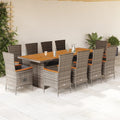 11-tlg. Garten-Essgruppe mit Kissen Grau Poly Rattan