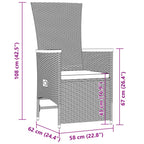 11-tlg. Garten-Essgruppe mit Kissen Grau Poly Rattan