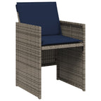 5-teiliges Garten-Ess-Set mit Kissen, grau, Polyrattan