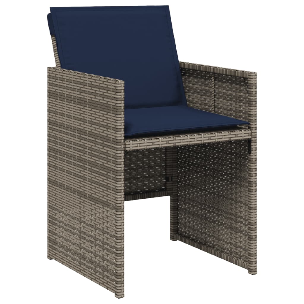 5-teiliges Garten-Ess-Set mit Kissen, grau, Polyrattan