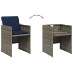 5-teiliges Garten-Ess-Set mit Kissen, grau, Polyrattan