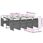 9-tlg. Garten-Essgruppe mit Kissen Beige Poly Rattan