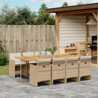 9-tlg. Garten-Essgruppe mit Kissen Beige Poly Rattan