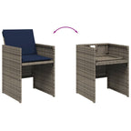 11-teiliges Garten-Ess-Set mit Kissen, grau, Polyrattan