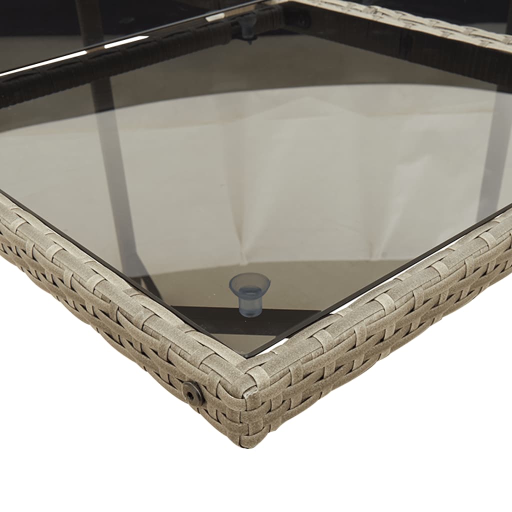 11-teiliges Garten-Ess-Set mit Kissen, grau, Polyrattan