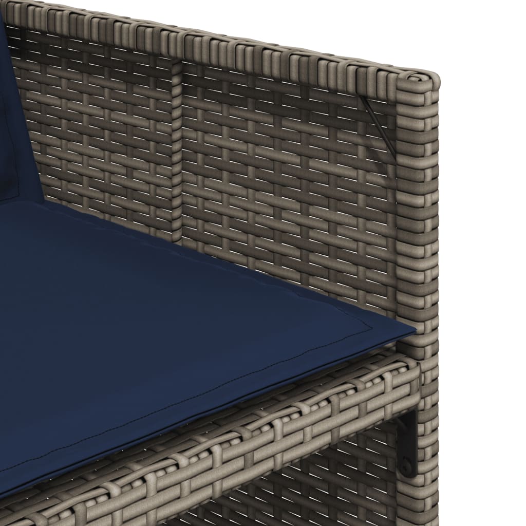 11-teiliges Garten-Ess-Set mit Kissen, grau, Polyrattan