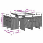 9-tlg. Garten-Essgruppe mit Kissen Beigemischung Poly Rattan